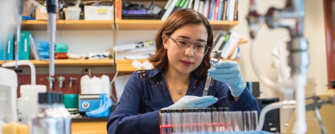 Student working in a lab