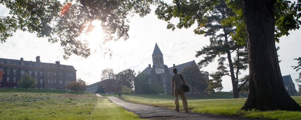 Student walking on campus