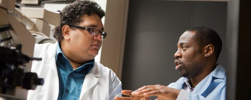 Student and professor working in a lab