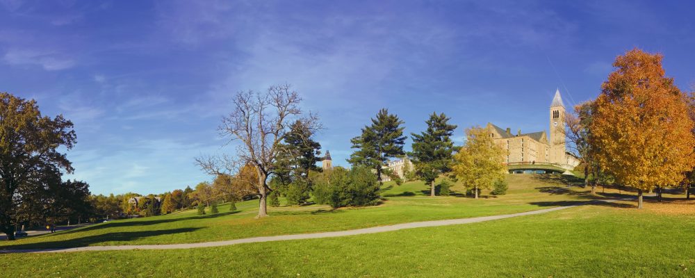 Cornell's campus, including Libe Slope, McGraw Tower, and Uris Library