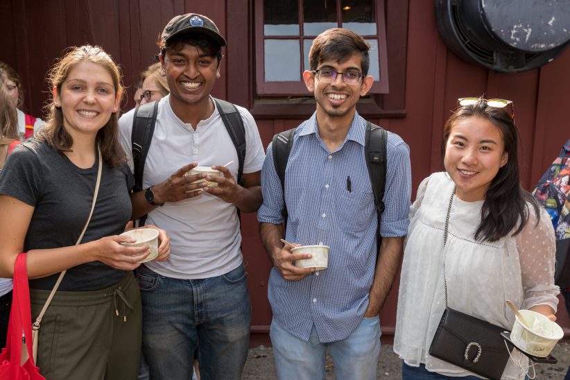 New graduate students enjoying ice cream at the Graduate School's Ice Cream Social 