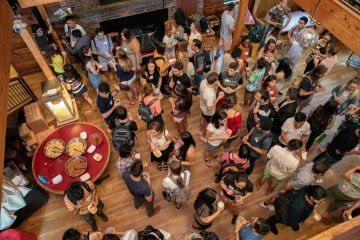 Students enjoy Tell Grads It's Friday (TGIF) at the Big Red Barn