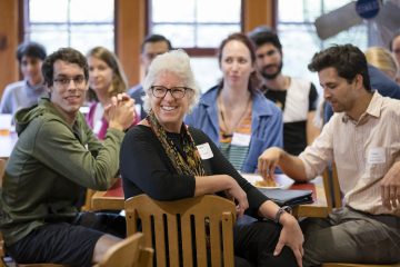 Dean Barbara Knuth with students at the NSF Graduate Reception