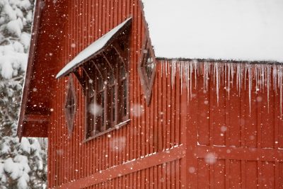 Big Red Barn in snow