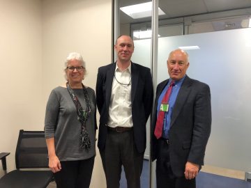 Barbara A. Knuth, dean of the Graduate School; Aaron Ray, OMB examiner; and Doug Austen, executive director of the American Fisheries Society.