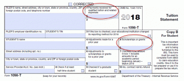 1098T form with boxes 1 and 5 circled