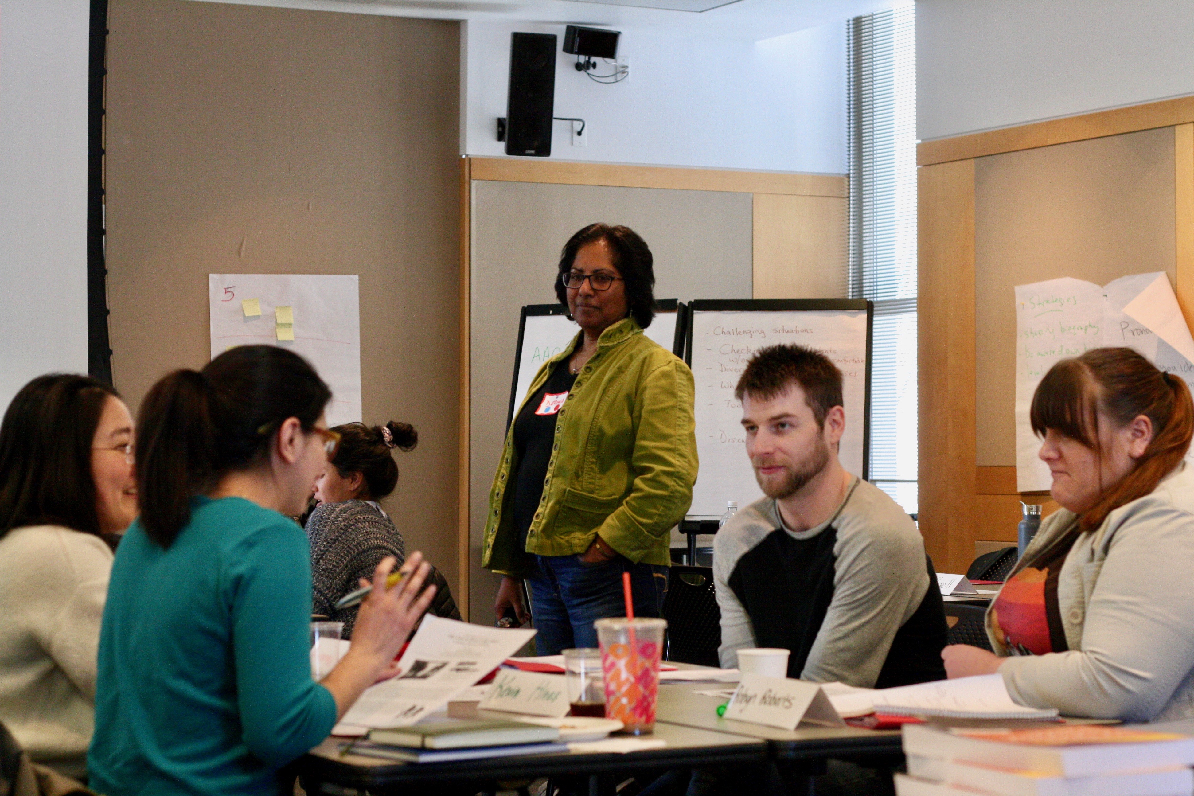 Derina Samuel, Center for Teaching Innovation, supports group work at the 2019 inclusive teaching institute