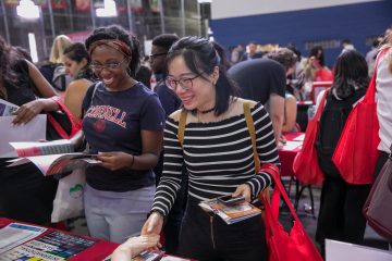 Two students at the 2019 Orientation resource fair