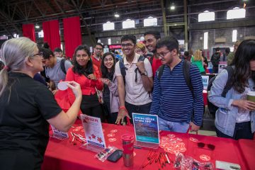 A group of students at the 2019 Orientation resource fair