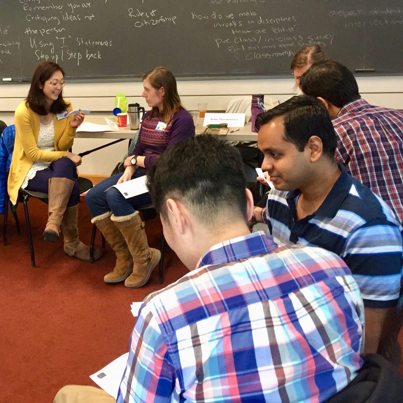 Graduate and postdoctoral participants in the Inclusive Teaching Institute 2018 practice intergroup dialogue skills