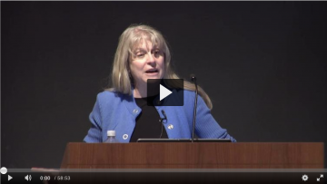 First frame of video of Associate Dean Jan Allen presenting on fellowships.