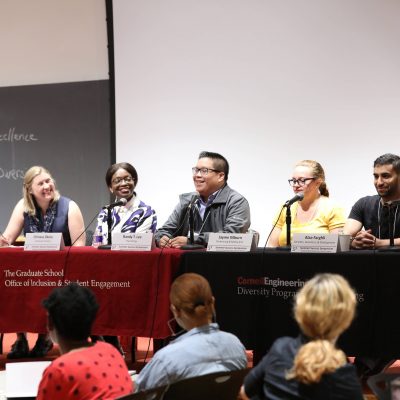 Colleen McLinn leads a student panel at the 2019 Summer Success Symposium