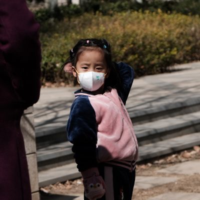 Child wearing a face mask