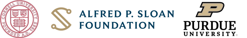 Cornell University insignia, Alfred P. Sloan Foundation logo, and Purdue University logo