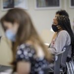 Students wearing masks in a classroom