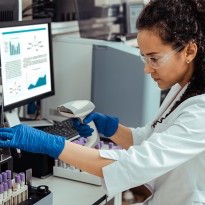 Scientist working in front of her computer