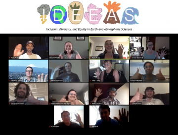 IDEEAS logo and Zoom grid of members