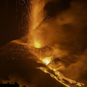 The newly erupted Cumbre Vieja volcano on La Palma in the Canary Islands in early October