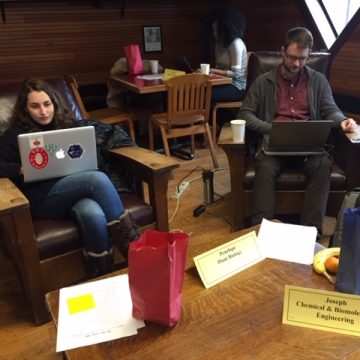 Students work on laptops in the Big Red Barn during a previous Boot Camp session.