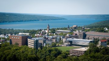 Cayuga Lake stretches out beyond the Cornell campus.