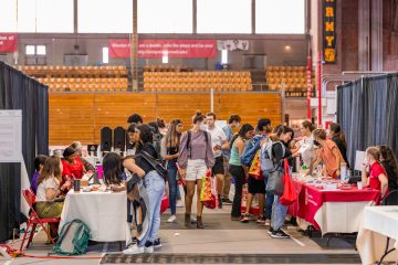 Students attend the Resource Fair for Graduate and Professional Students