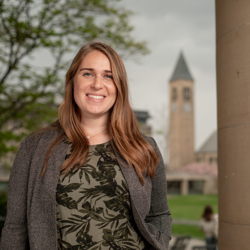 Rachelle Davenport with McGraw Tower in the background