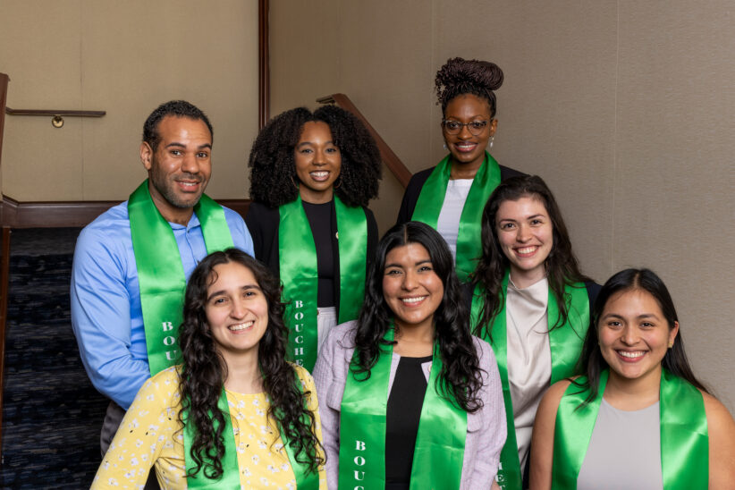 Seven of the 2023 Cornell Bouchet Society inductees at a Cornell recognition ceremony