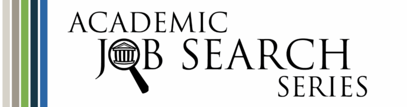 Academic Job Search Series logo with a magnifying glass over a building