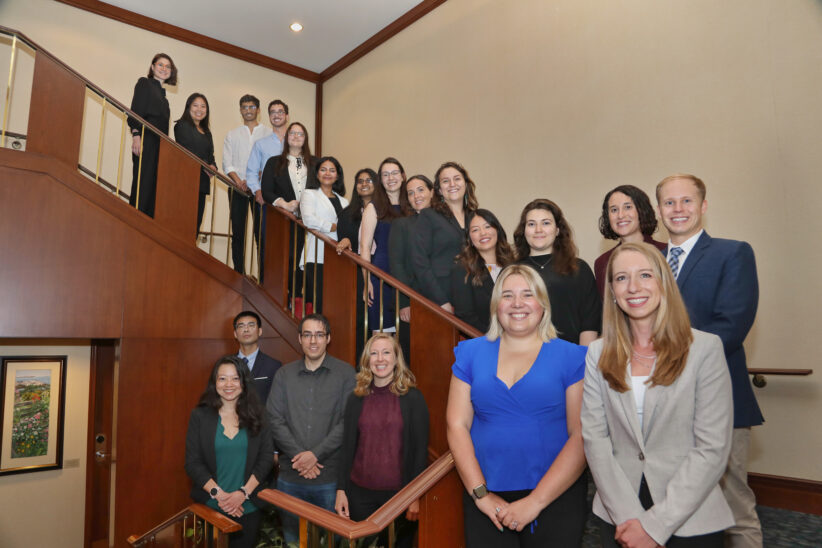 Program participants on a staircase on Cornell's campus