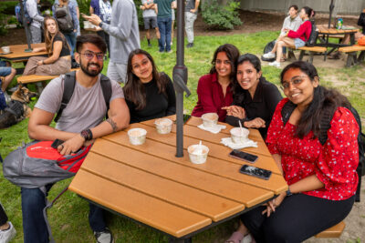 Incoming students attend an ice cream social at the Big Red Barn