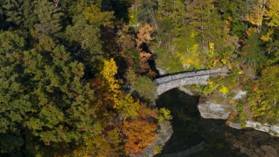 A bridge over part of Beebe Lake
