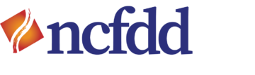 NCFDD logo in blue and orange with pathway overlaid on a triangle
