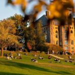 Students enjoy evening sunshine on Libe Slope