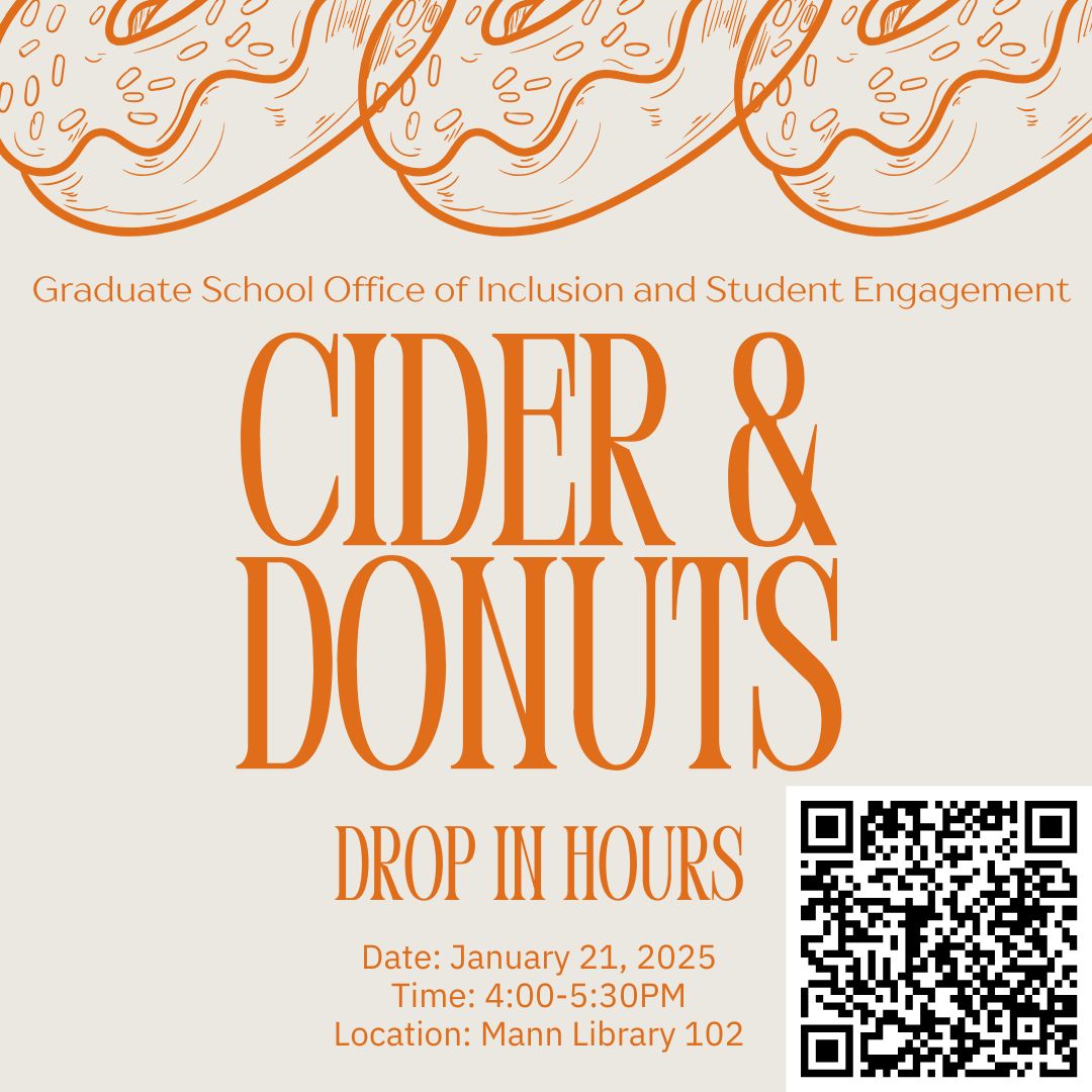 Flyer for "Graduate School Office of Inclusion and Student Engagement Cider and Donuts Event