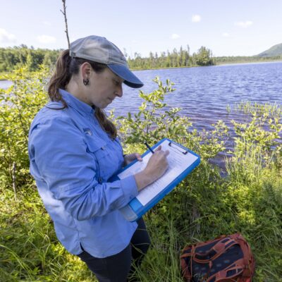 Jen Grauer samples water for giant liver fluke.