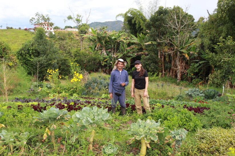 Elizabeth Gallego and a resident on his farm