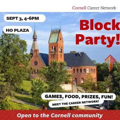 Flyer with image of Barnes Hall and large text reading Block Party!